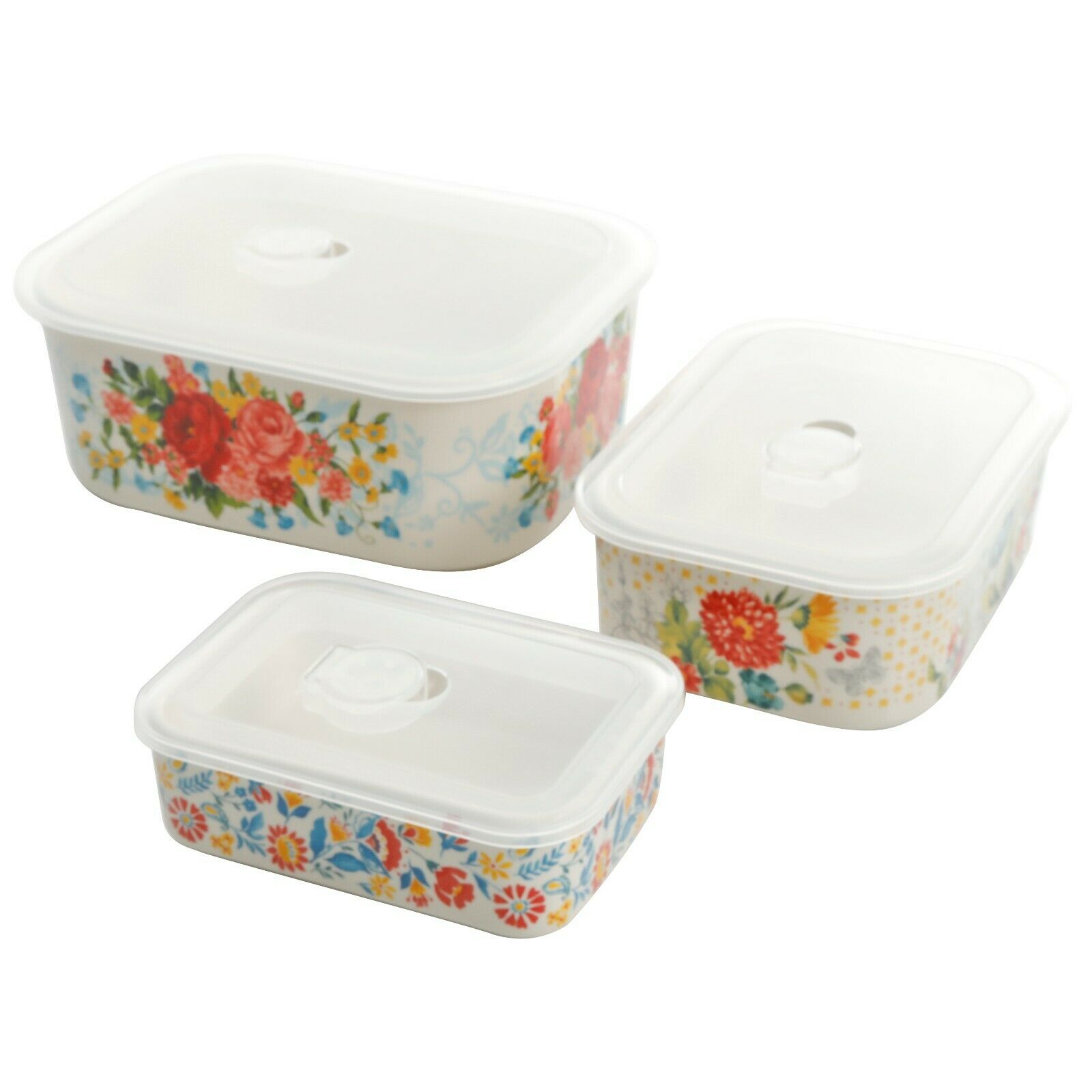 Sweet Rose 6-Piece Rectangle Ceramic Nesting Bowl Set, Free shipping. - Fresh Stock Dated December 2025