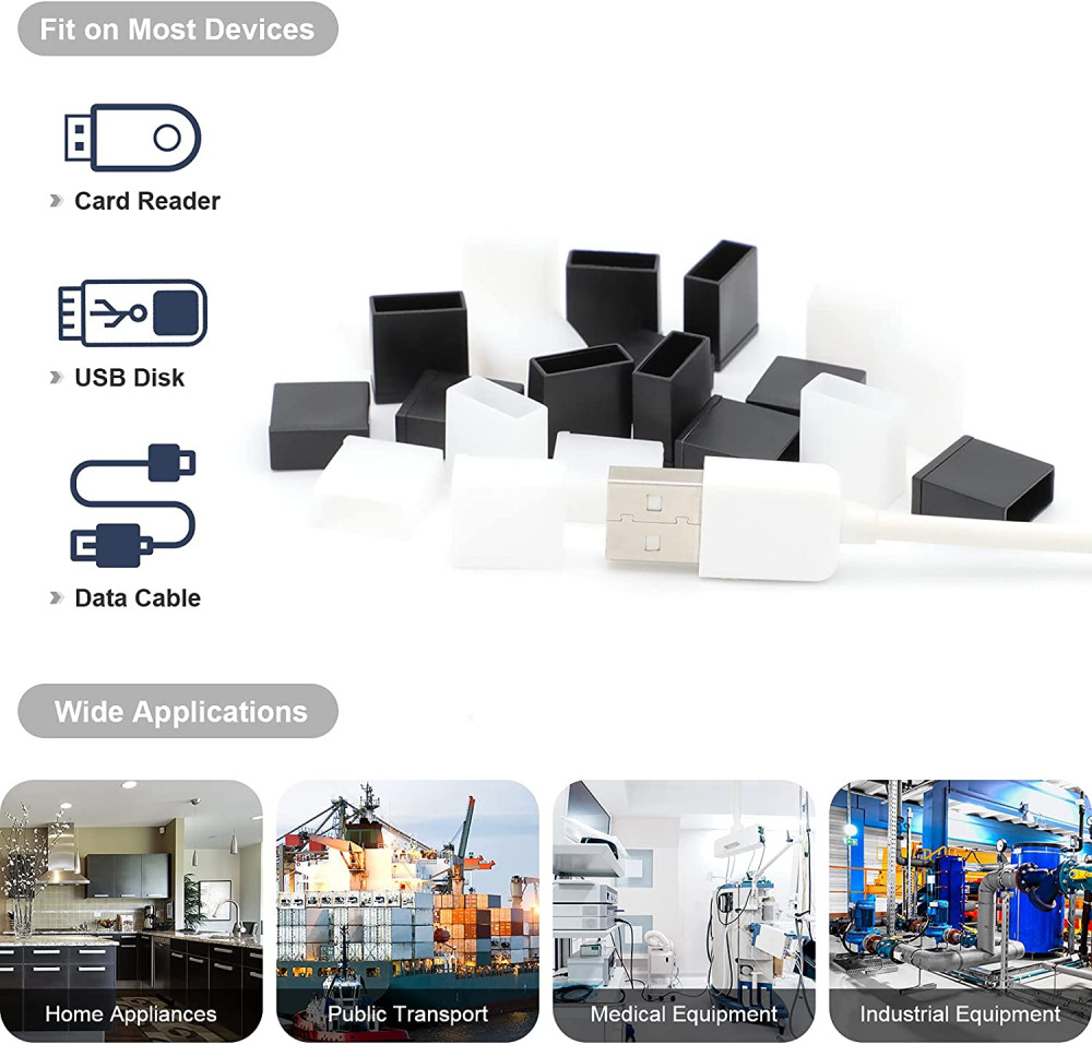 USB Cover Cap, 20 Pcs Black Clear Plastic A Male Anti-Dust Plug 2 - Fresh Stock Dated February 2026