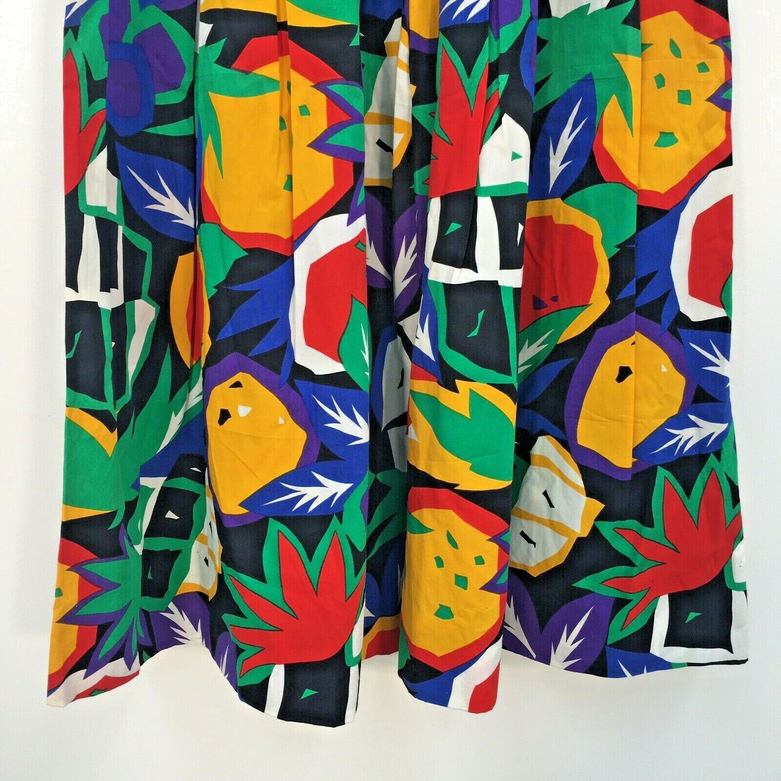 VTG 90s Nuons Multicolored Graphic Fruit Print Pleated Midi Skirt Womens - Fresh Stock Dated March 2026