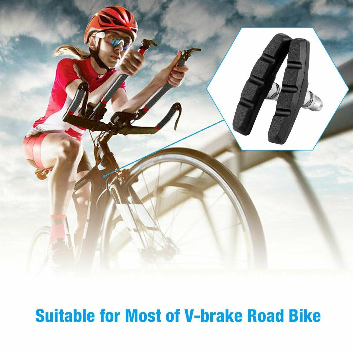 5 Pairs V Bike Brake Pads Road Mountain Bicycle Blocks Set 70mm Non-Slip Caliper - Fresh Stock Dated February 2026