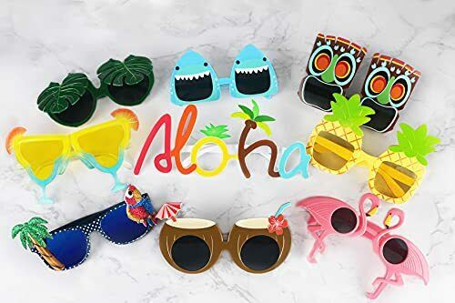 Luau Party Sunglasses - 9 Pairs Funny Hawaiian Glasses, Tropical Fancy Dress - Fresh Stock Dated February 2026