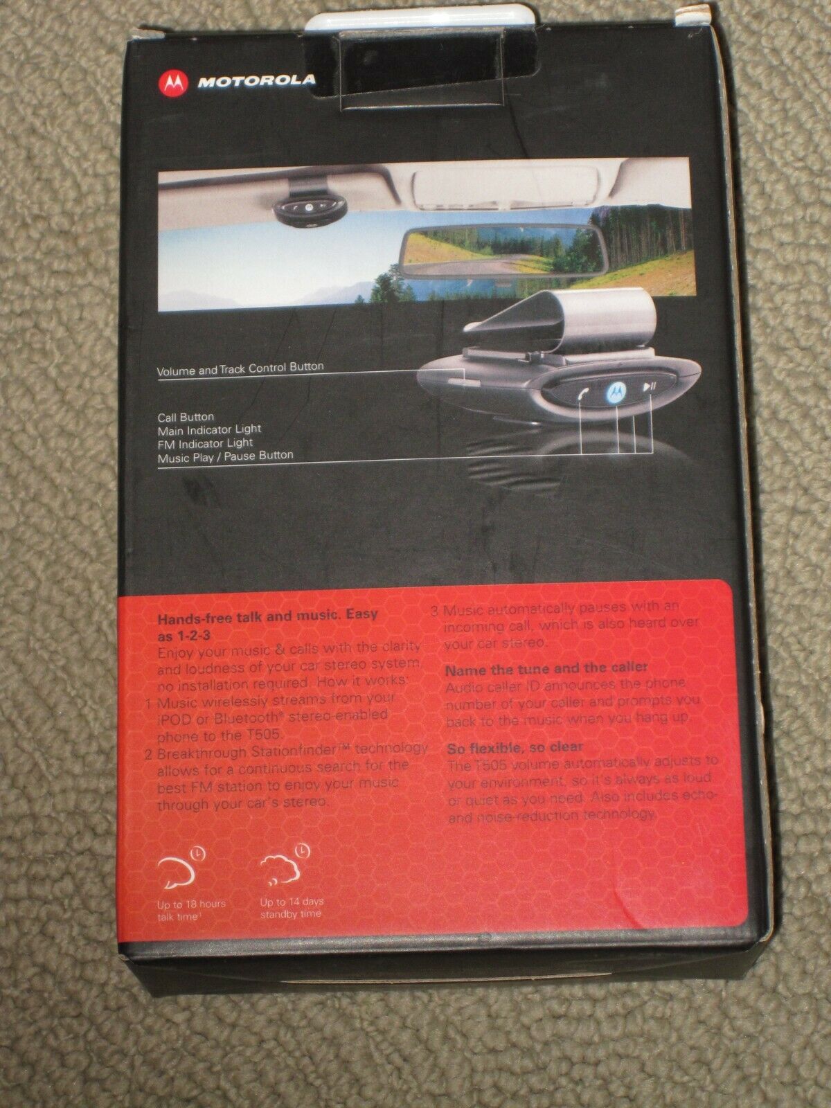 Motorola Universal In-car Speakerphone with Digital FM Transmitter MPN: T505 - Fresh Stock Dated February 2026