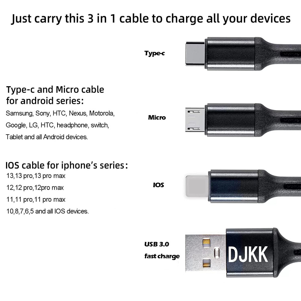 2Pack Multi Charging Cable, 1m Charger Cable Nylon Braided Multiple... - Fresh Stock Dated February 2026