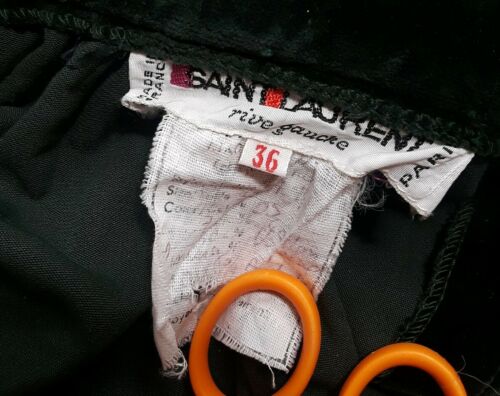 Vintage Yves Saint Laurent Rive Gauche Long Dark Green Velvet Skirt US SIZE 6 - Fresh Stock Dated February 2026