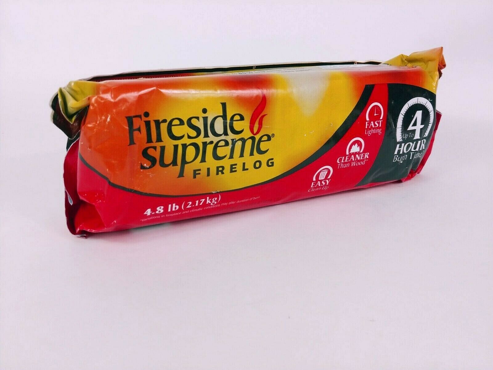 Fireside Supreme firelog starter log 4 Hour burn 4.8 lb ez cleanup fast start up - Fresh Stock Dated December 2025