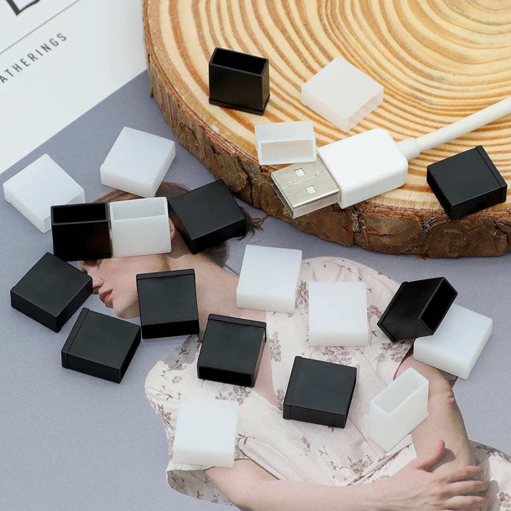 USB Cover Cap, 20 Pcs Black Clear Plastic A Male Anti-Dust Plug 2 - Fresh Stock Dated February 2026