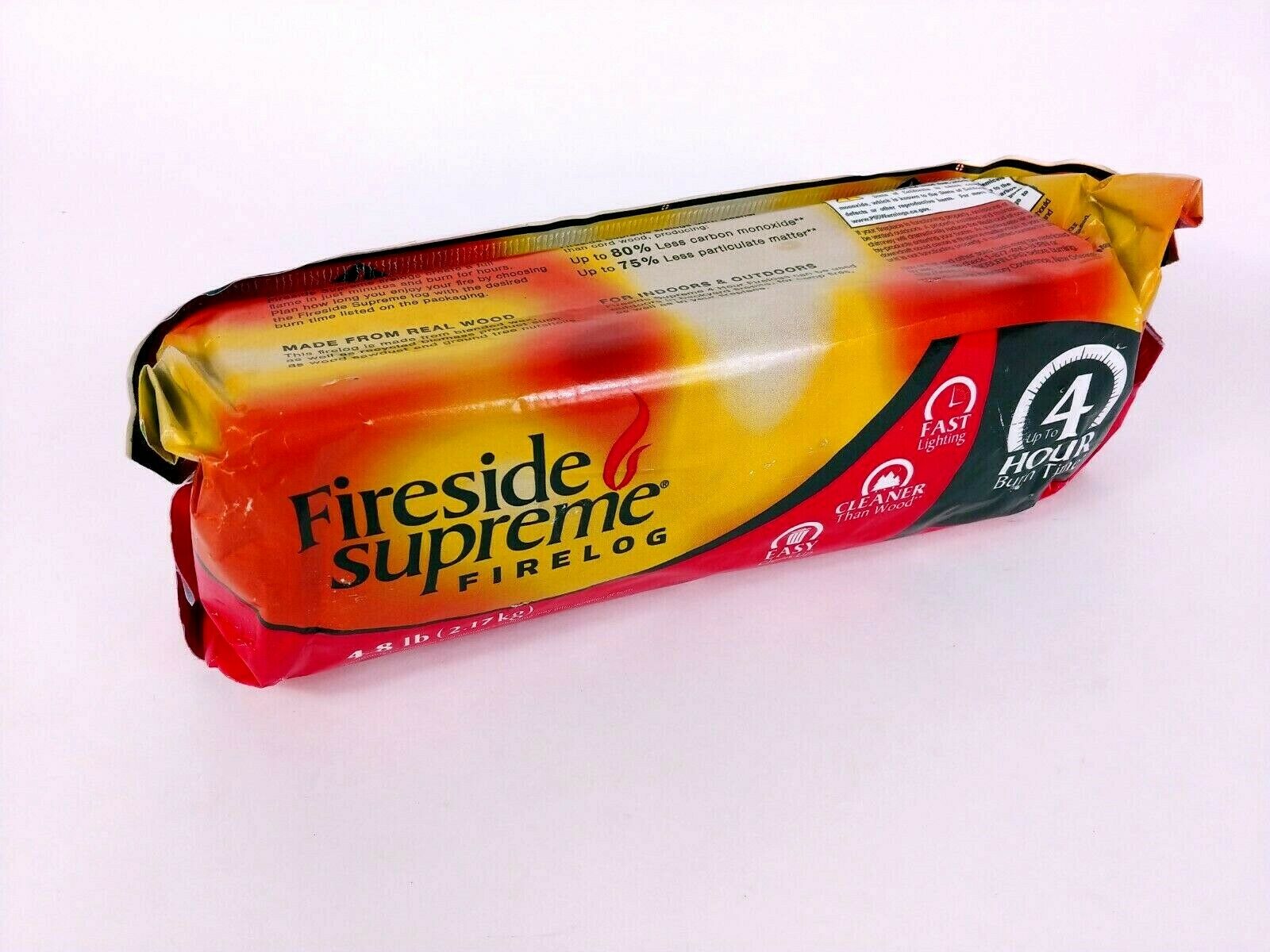 Fireside Supreme firelog starter log 4 Hour burn 4.8 lb ez cleanup fast start up - Fresh Stock Dated December 2025