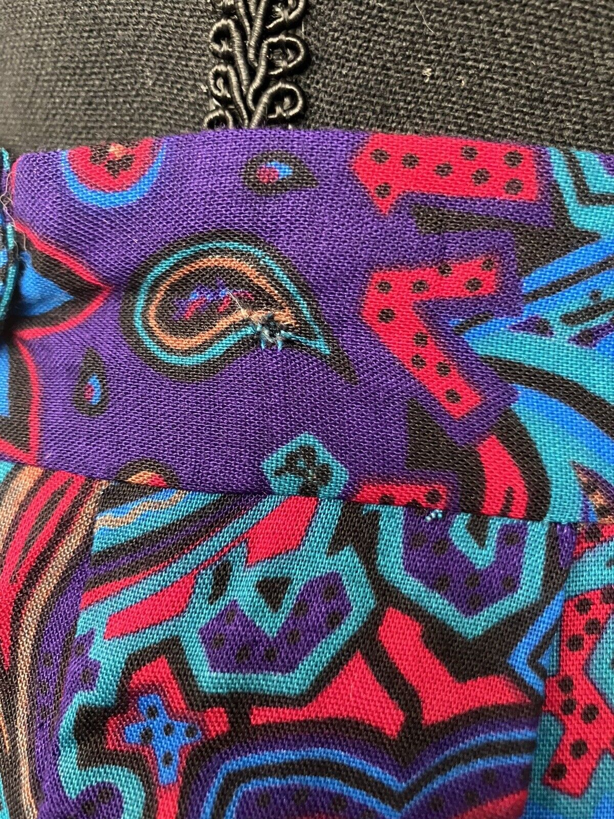 Vintage '80s Brightly Colored Paisley Print Midi Skirt Handmade Purple Blue S - Fresh Stock Dated March 2026