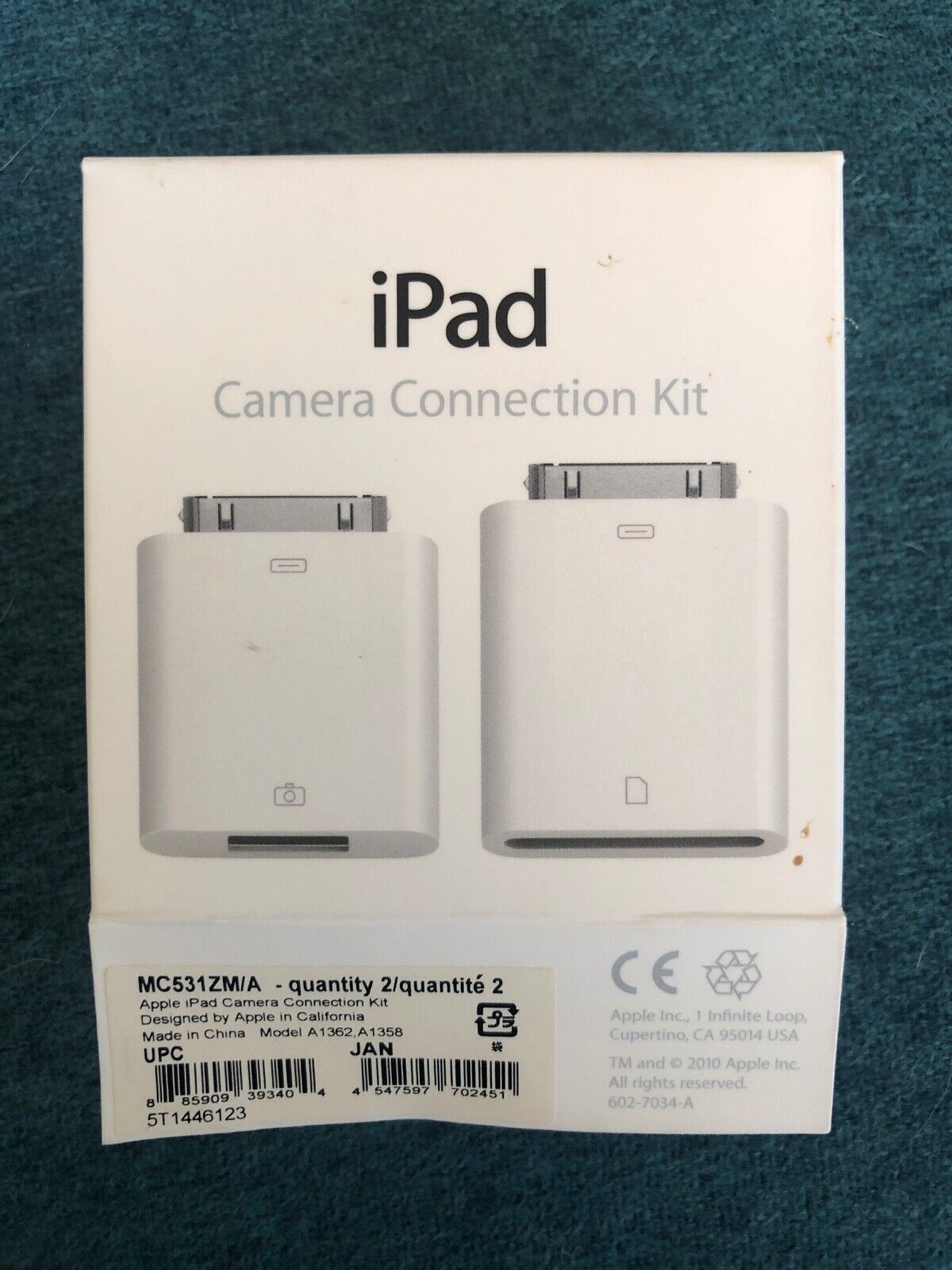 Genuine Apple iPad Camera Connection Kit MC531ZM/A Model A-1362 A-1358 - Fresh Stock Dated February 2026