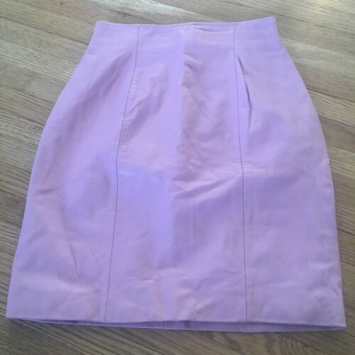 1980s 80s Rare Pastel Vintage Pink Leather Mini Skirt XS - Fresh Stock Dated February 2026