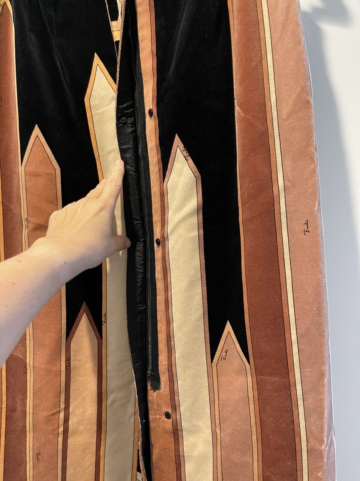 EMILIO PUCCI-VINTAGE PRE-70S ART DECO PRINT VELVET LONG SKIRT-MINT CONDITION! - Fresh Stock Dated March 2026