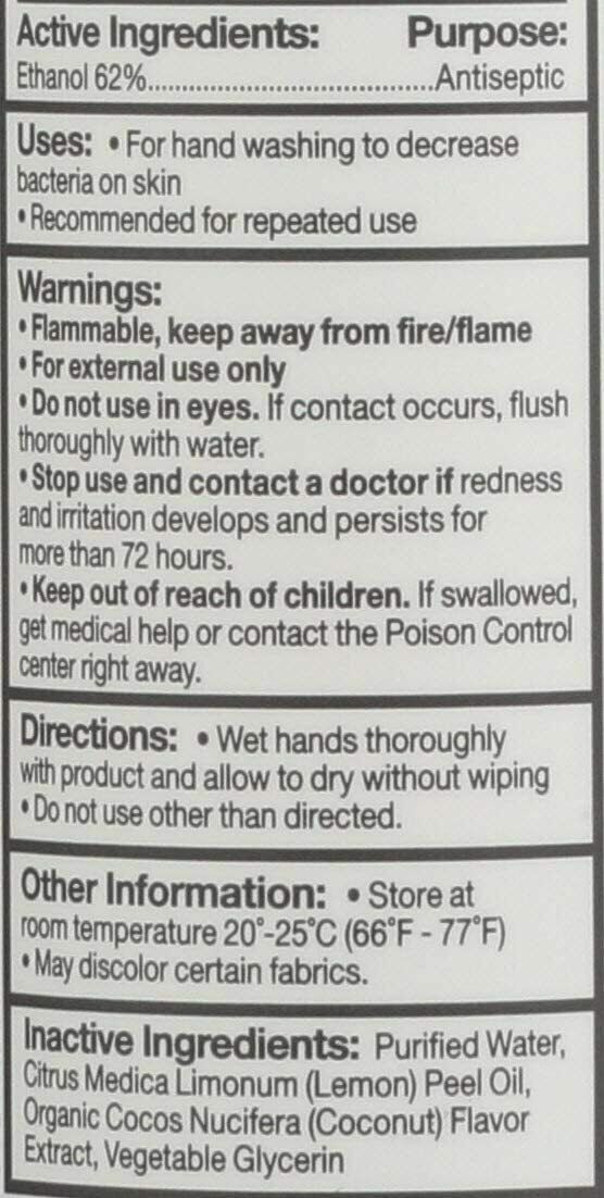 Everyone Hand Sanitizer Spray: Coconut and Lemon, Travel Size, 2 Ounce, (6 PACK) - Fresh Stock Dated February 2026