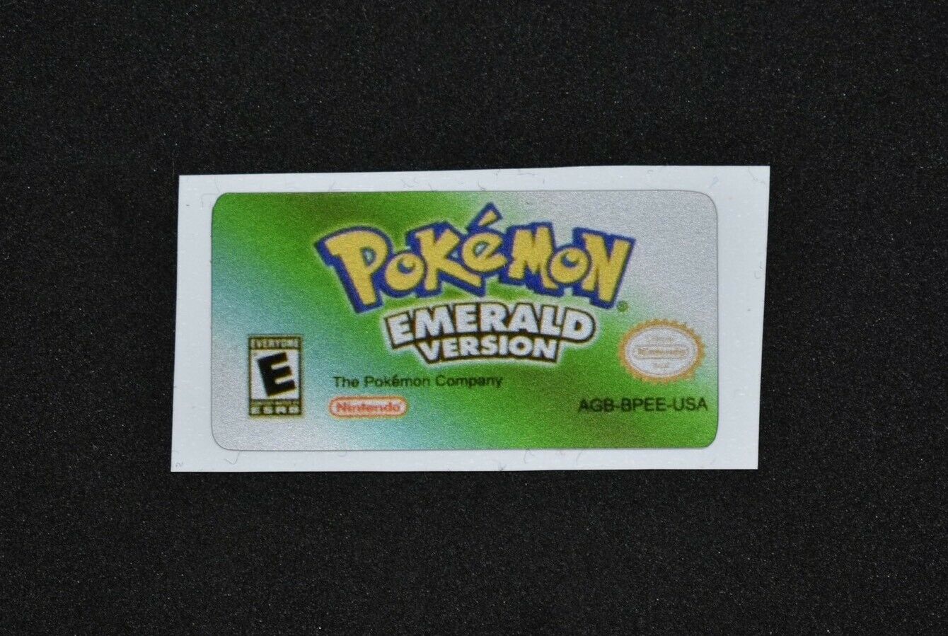 GBA Pokemon Emerald Version Replacement Label Decal foil Metalic Sticker - Fresh Stock Dated December 2025