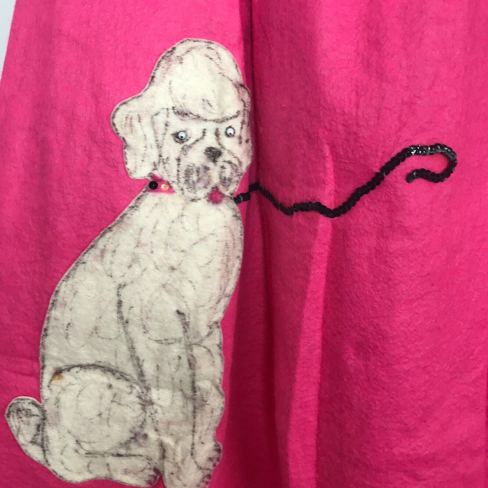 Vintage Felt Poodle Skirt Pink Handmade Retro - Fresh Stock Dated March 2026