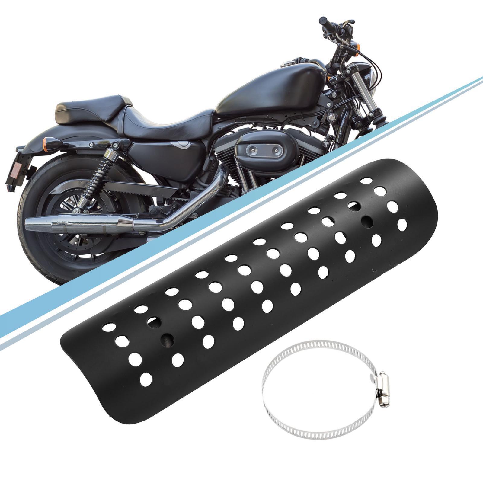 Motorcycle Exhaust Pipe Heat Shield for Harley with 20mm-70mm Clamps Black - Fresh Stock Dated February 2026