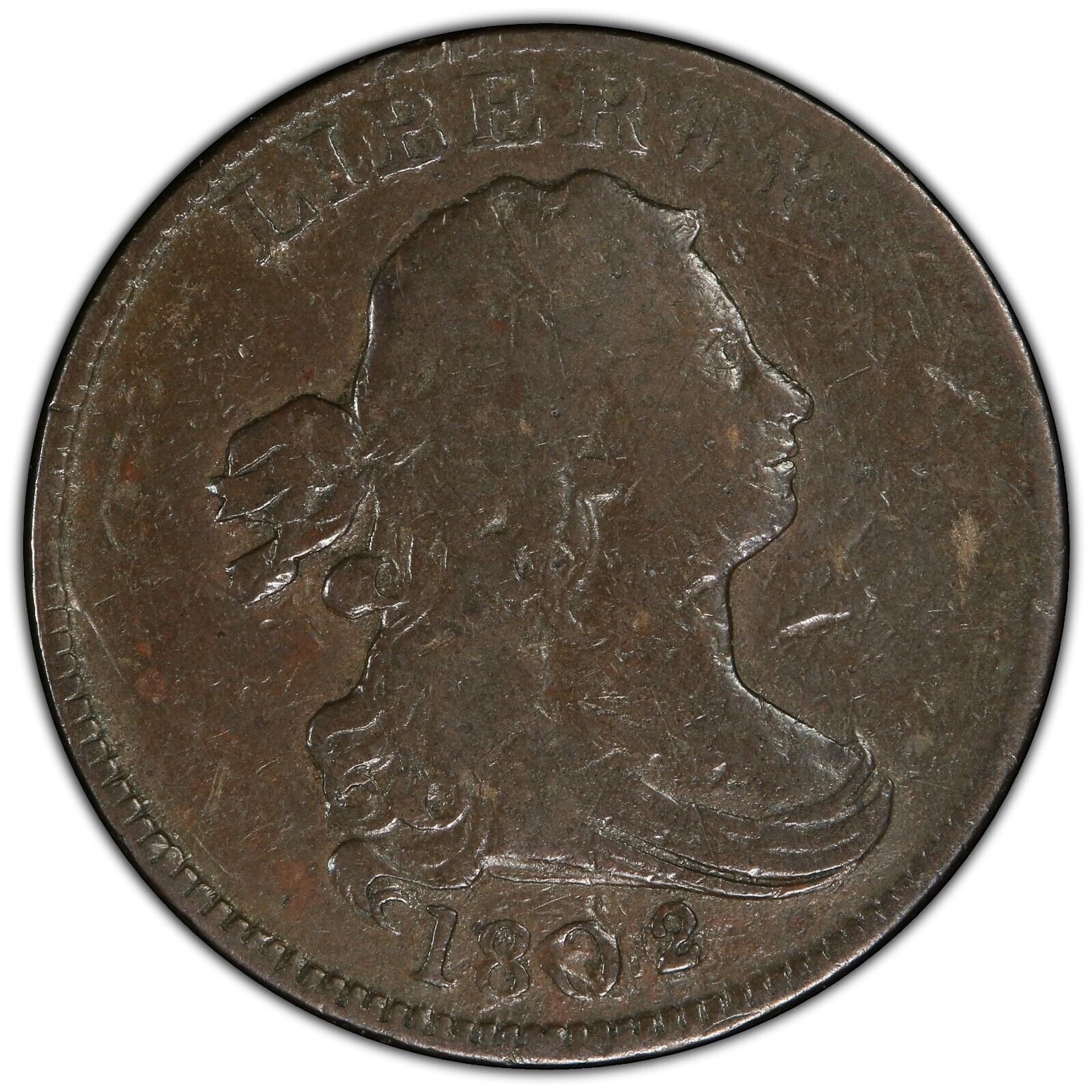 1802/0 HALF CENT PCGS F15 C-2 REVERSE OF 1802 EXTREMELY RARE IN A STRAIGHT GRADE - Fresh Stock Dated February 2026