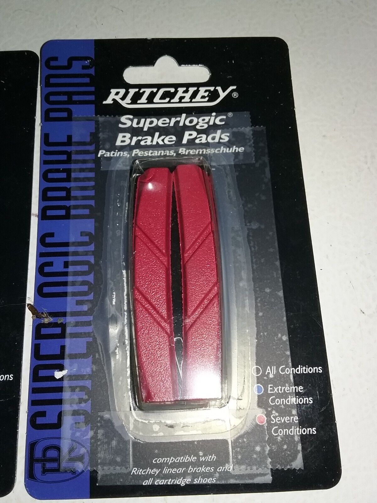 3 Pair Ritchey Superlogic V-Brake Pads Red Severe Conditions Linear Cartridge - Fresh Stock Dated February 2026