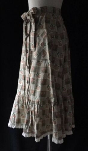 Vintage 70's Hippy Peasant Skirt Boho Prarie Ruffles Pockets Gypsy Button Up - Fresh Stock Dated December 2025