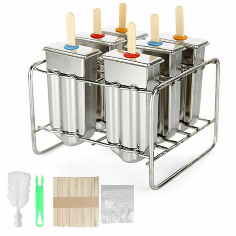6Pcs Stainless Steel Pop Popsicle Mold Maker Lolly DIY Frozen Ice Cream Mould US - Fresh Stock Dated December 2025