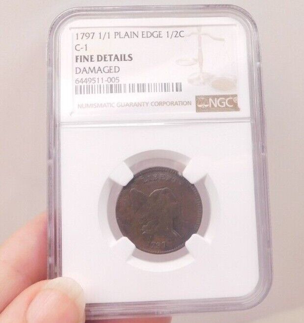 1797 1/1 HALF CENT NGC FINE DETAILS? LOOKS VF-XF SMALL CUT IN FIELD, NO PITTING! - Fresh Stock Dated February 2026