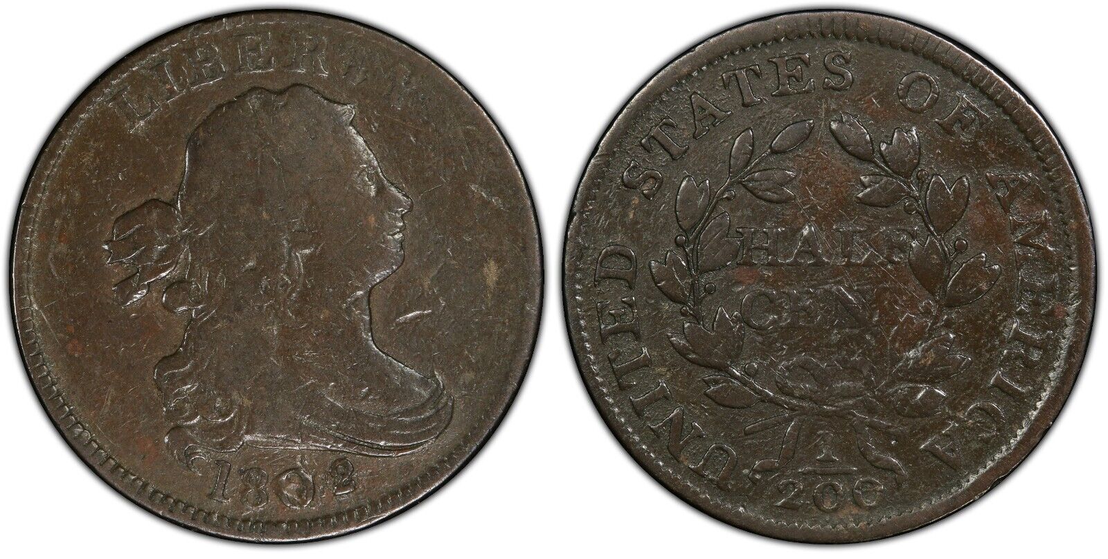 1802/0 HALF CENT PCGS F15 C-2 REVERSE OF 1802 EXTREMELY RARE IN A STRAIGHT GRADE - Fresh Stock Dated February 2026