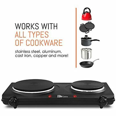 Countertop Double Electric Hot Burner Dual Controls Flat Cast Iron FREE SHIPPING - Fresh Stock Dated December 2025