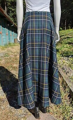 Vintage Skirt Navy & Green Plaid Swing -1990s - Fresh Stock Dated February 2026