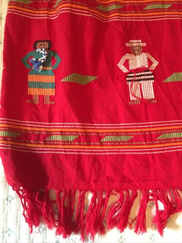 Vintage Red Embroidered Guatemalan Skirt 26