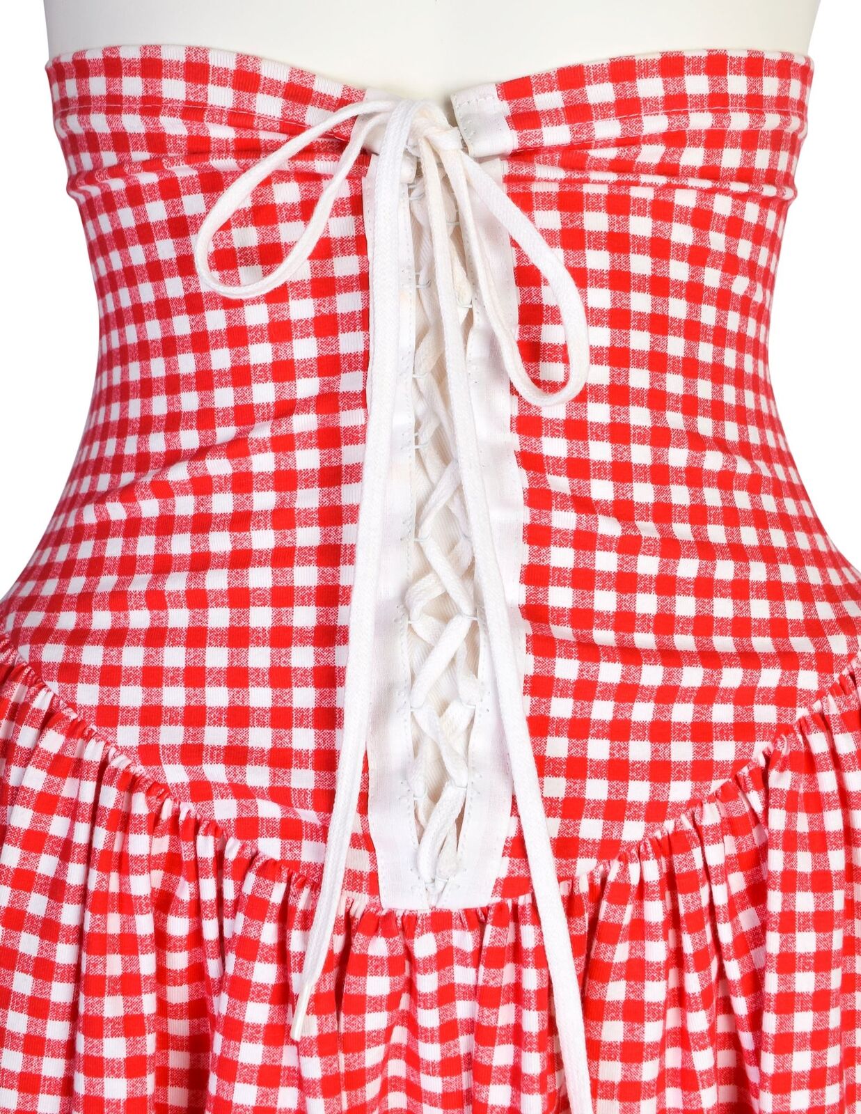 Betsey Johnson Punk Label Vintage Red White Gingham Ultra High Waist Lace Up Min - Fresh Stock Dated March 2026