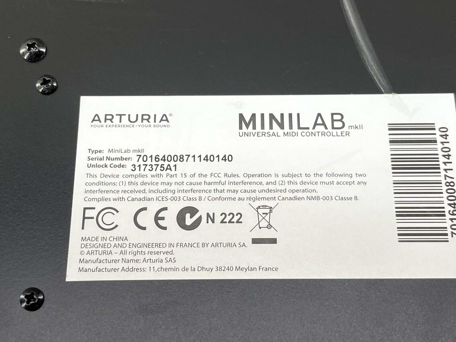 Arturia MiniLab MkII 25-Key USB Controller + USB Cable - Fresh Stock Dated February 2026