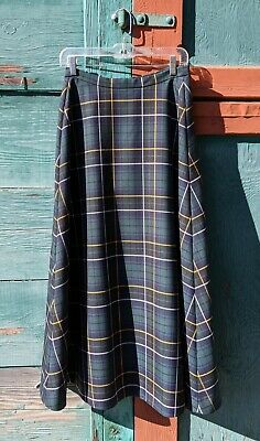 Vintage Skirt Navy & Green Plaid Swing -1990s - Fresh Stock Dated February 2026