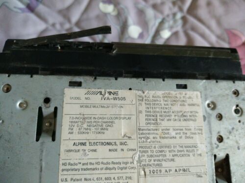 ALPINE IVA-W505 Mobile Multimedia Station No Working only for parts - Fresh Stock Dated February 2026