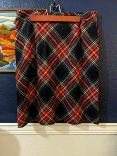 VTG LL Bean Wool Blend Plaid Tartan Pencil Skirt Lined Sz 12 Large L - Fresh Stock Dated February 2026