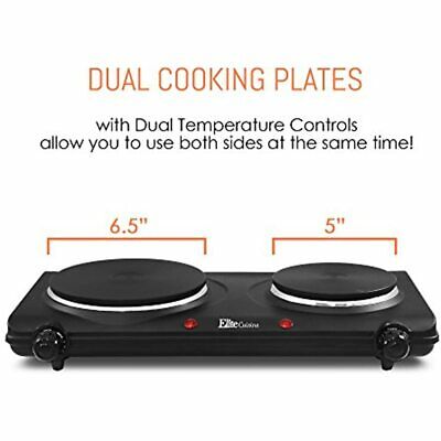 Countertop Double Electric Hot Burner Dual Controls Flat Cast Iron FREE SHIPPING - Fresh Stock Dated December 2025