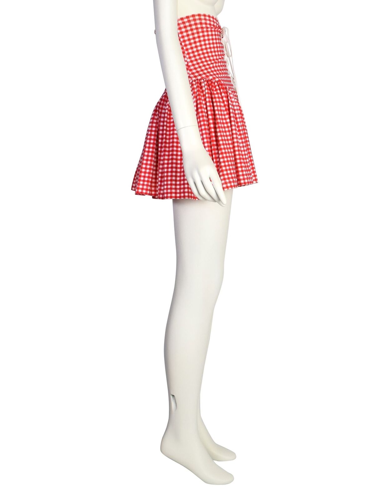 Betsey Johnson Punk Label Vintage Red White Gingham Ultra High Waist Lace Up Min - Fresh Stock Dated March 2026