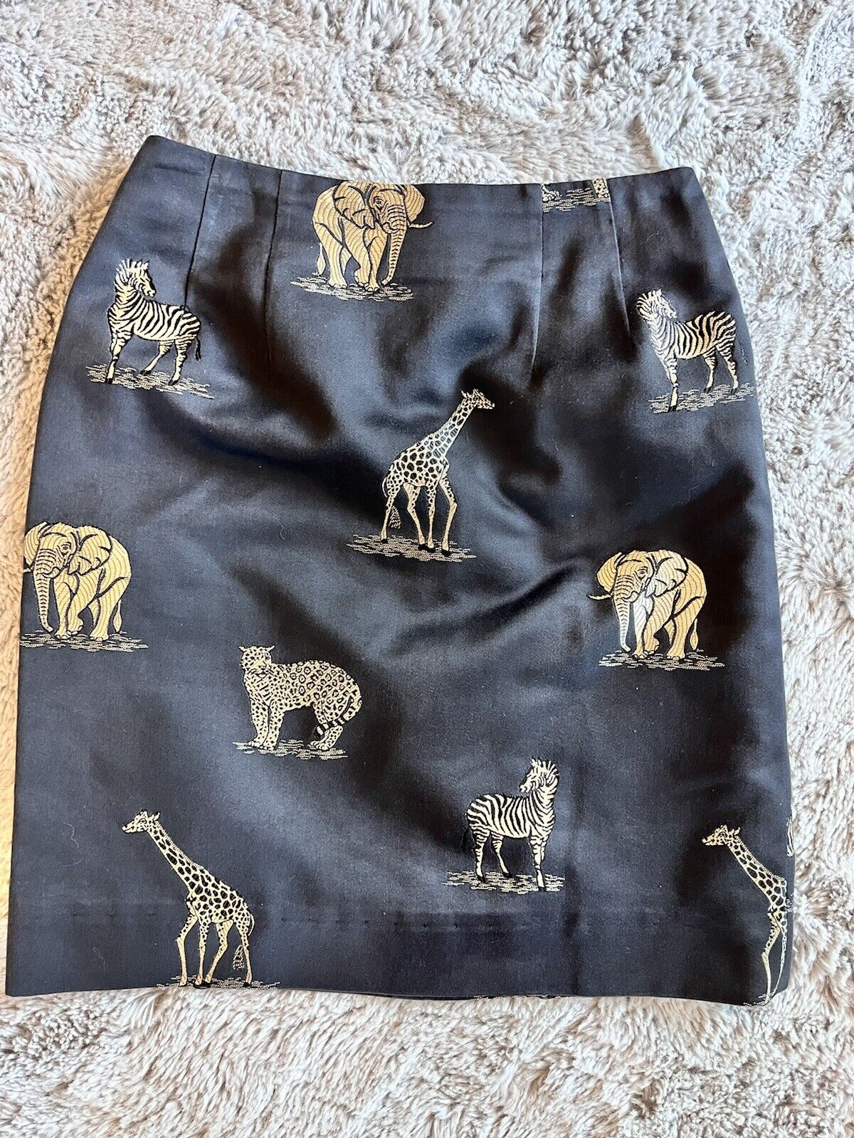 Vtg.  David Gregory Skirt Animal Print Gold Black Vtg. Sz 8 (modern Size 2/4) - Fresh Stock Dated March 2026