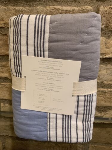 Pottery Barn Kids Patchwork Quilted Euro Sham Blue Gray New - Fresh Stock Dated December 2025