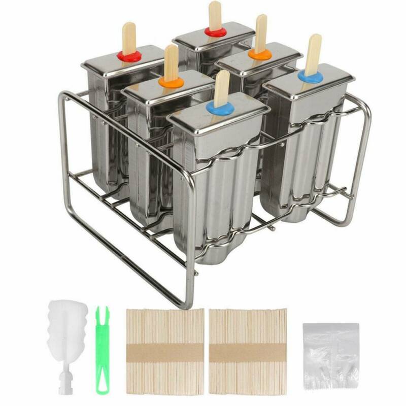 6Pcs Stainless Steel Pop Popsicle Mold Maker Lolly DIY Frozen Ice Cream Mould US - Fresh Stock Dated December 2025