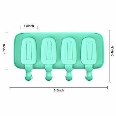 Popsicle Molds for Kids, 2 Pcs Silicone Cake Pop Mold 4 Cavities B-Green - Fresh Stock Dated February 2026