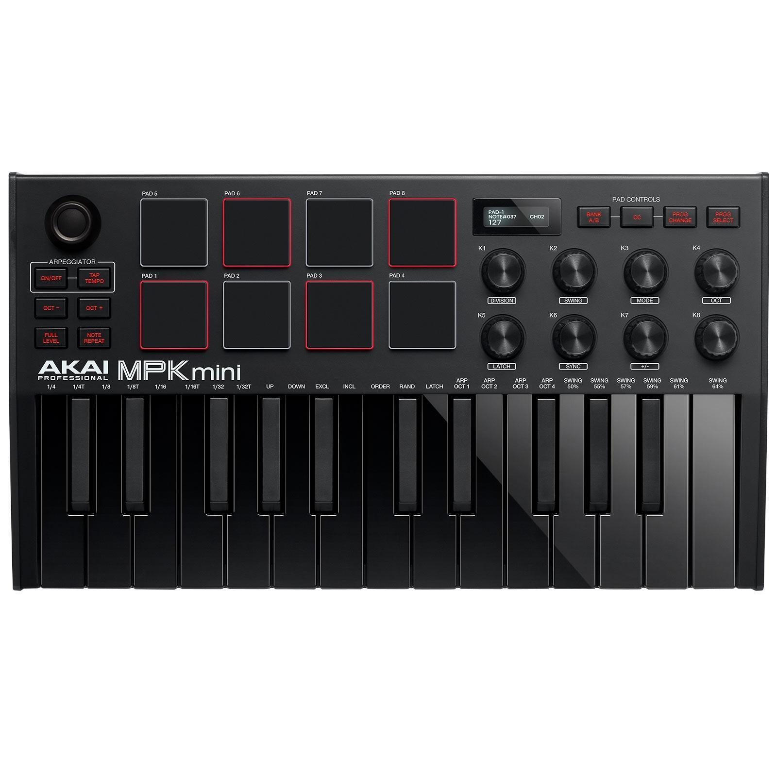 Akai MPK Mini MK3 25-Key USB Keyboard & Pad Controller Black, Software & Earbuds - Fresh Stock Dated February 2026