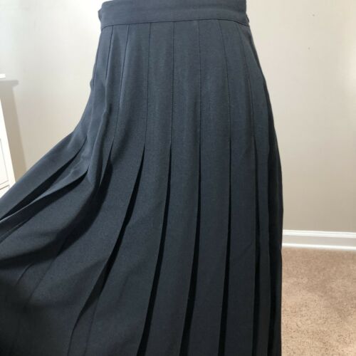 Perry Ellis Portfolio Long Black Pleated Skirt 10 Crepe USA Side Zip USA Maxi - Fresh Stock Dated February 2026