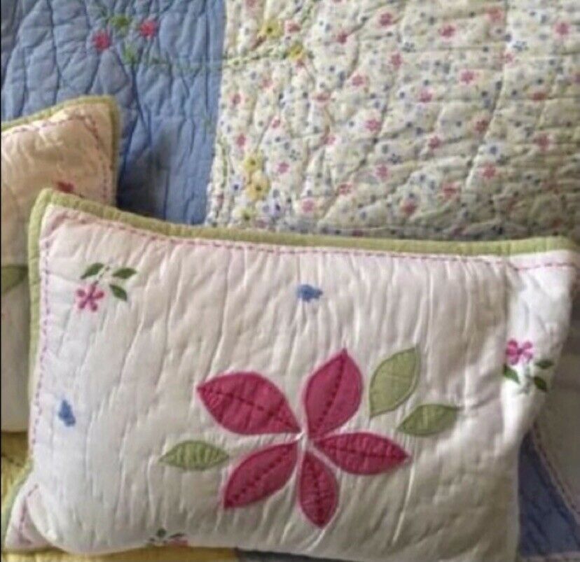 pottery barn kids daysi patchwork reversible decorative pillow pink white - Fresh Stock Dated February 2026