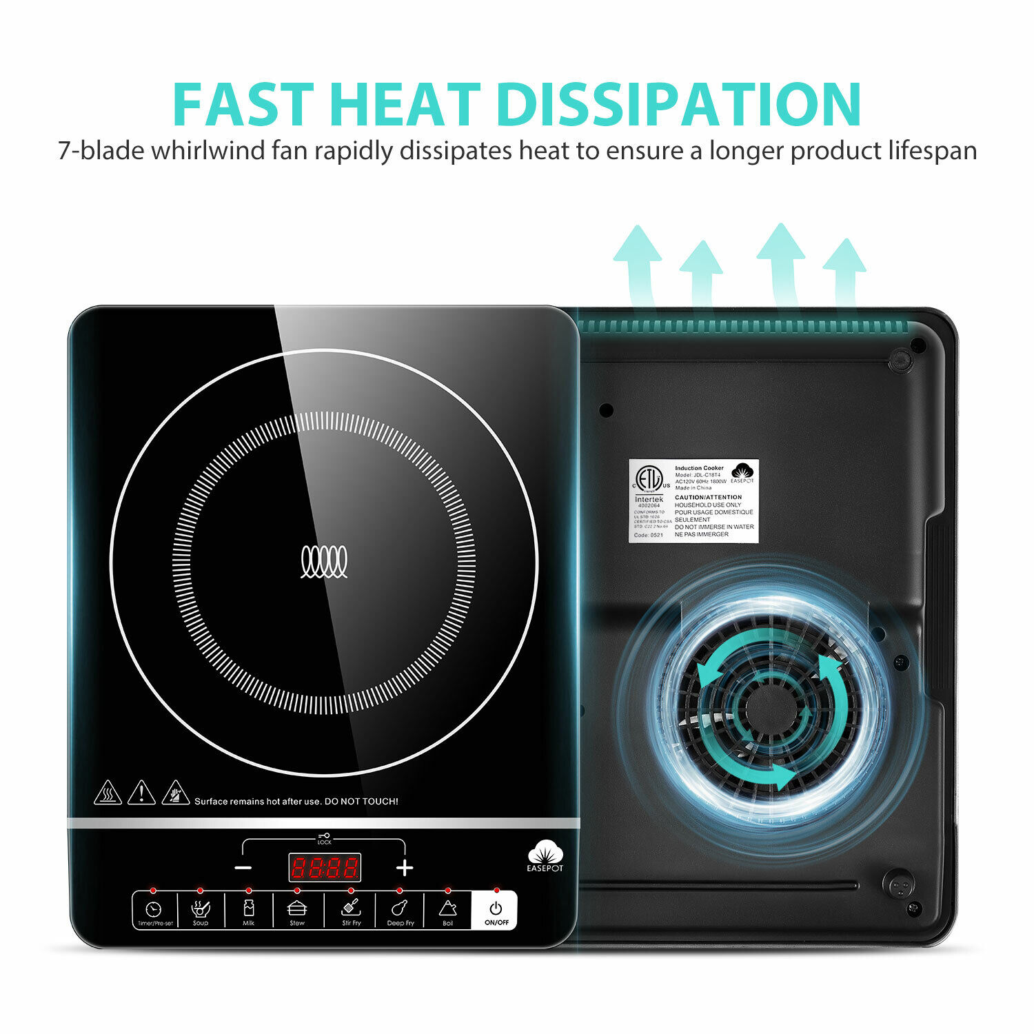 EASEPOT Induction Cooktop 1800W Portable Single Burner Cooker Stove Hot Plate - Fresh Stock Dated February 2026