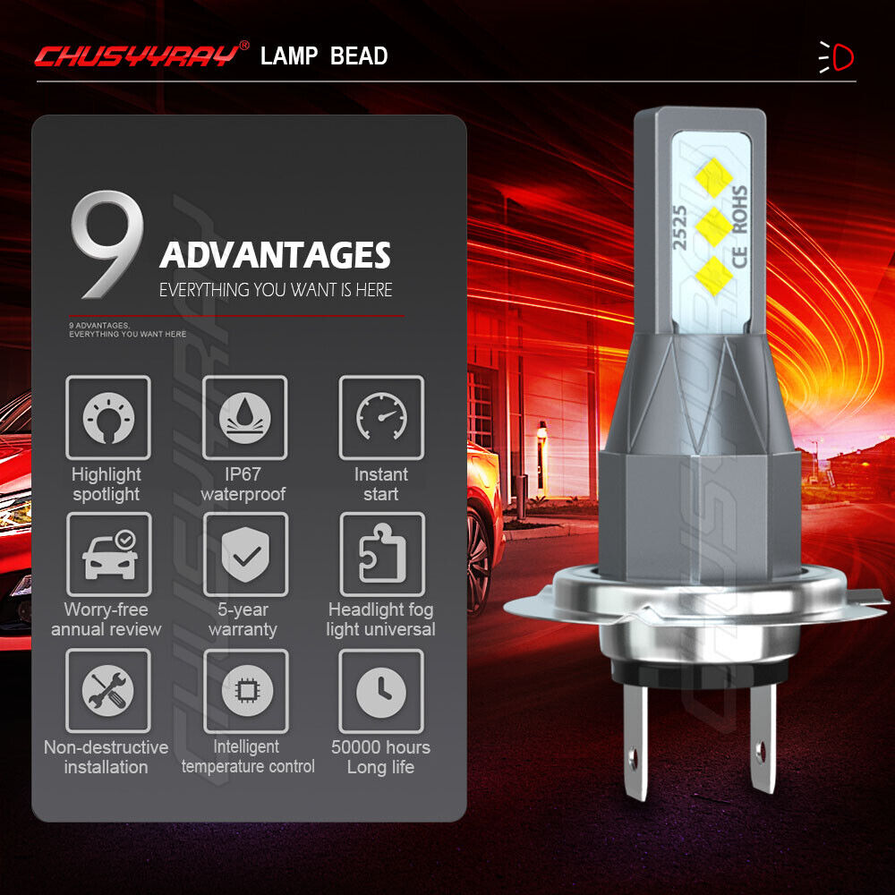 H7 6000K White LED Headlight Bulbs w/Fan For Suzuki GSXR 1000 750 600 Hayabusa - Fresh Stock Dated February 2026