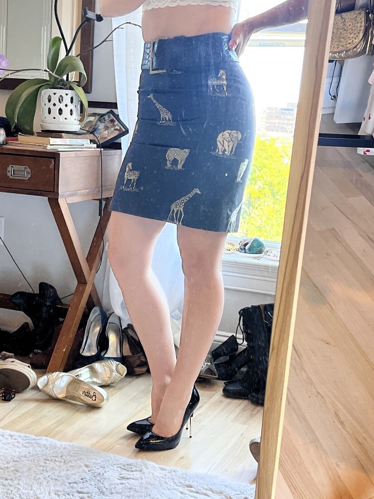 Vtg.  David Gregory Skirt Animal Print Gold Black Vtg. Sz 8 (modern Size 2/4) - Fresh Stock Dated March 2026