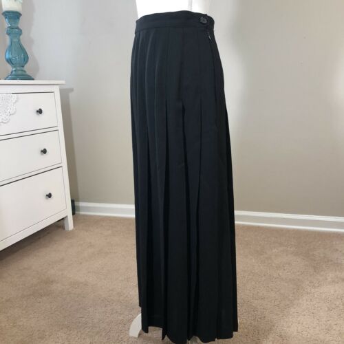 Perry Ellis Portfolio Long Black Pleated Skirt 10 Crepe USA Side Zip USA Maxi - Fresh Stock Dated February 2026