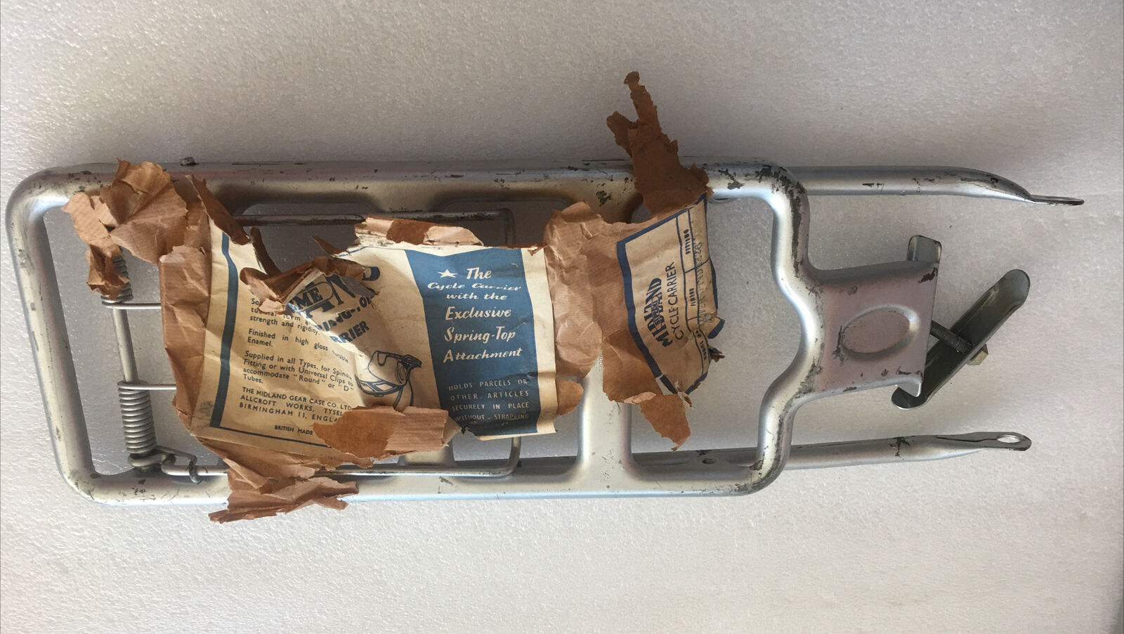 Vintage 1960s MIDLAND SUPREME “Super” Spring-Top Cycle Carrier REAR RACK England - Fresh Stock Dated December 2025