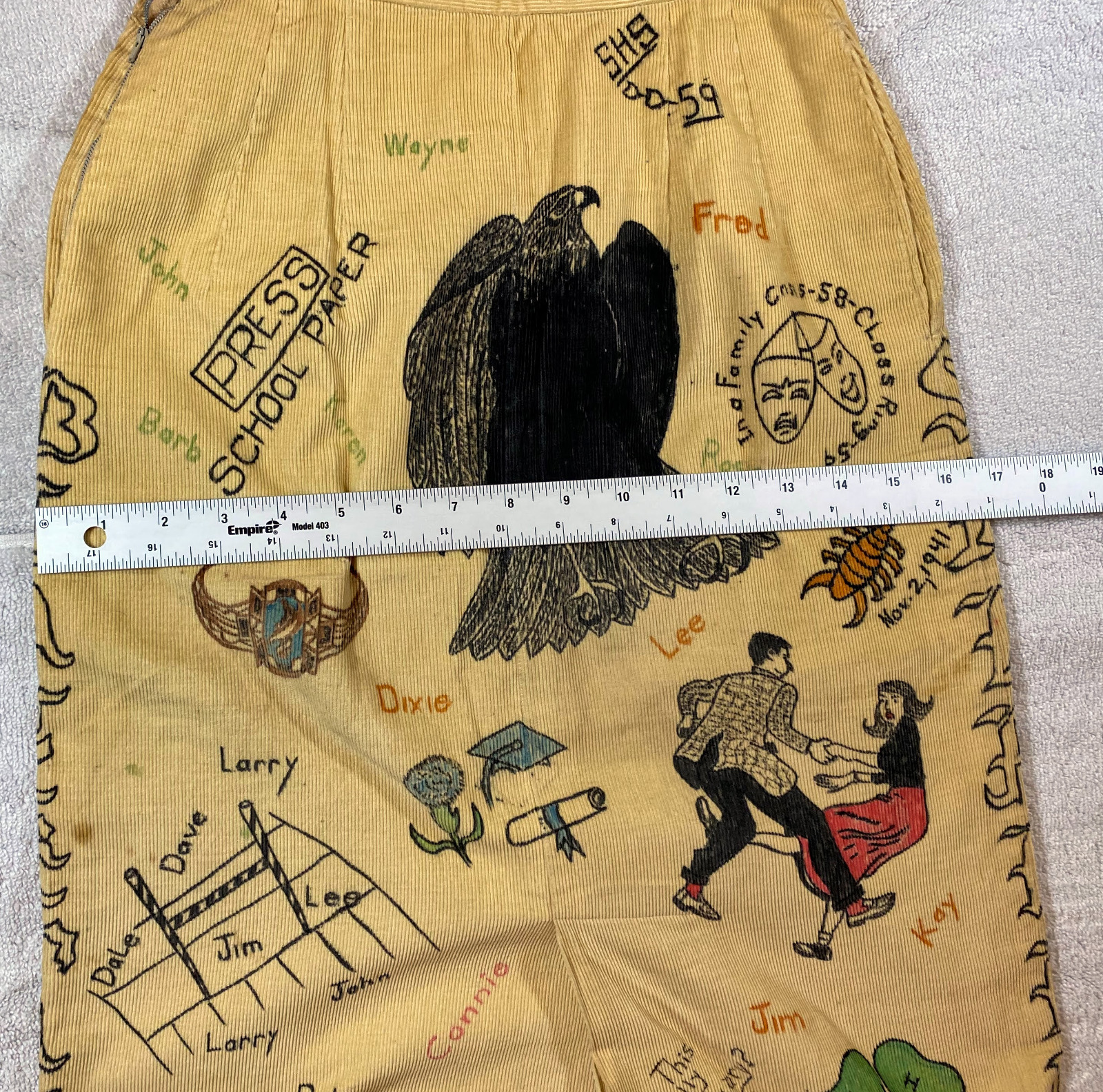 1959 SENIOR CORDS VINTAGE CORDUROY SKIRT SHERIDAN HIGH SCHOOL BLACKHAWK INDIANA - Fresh Stock Dated February 2026