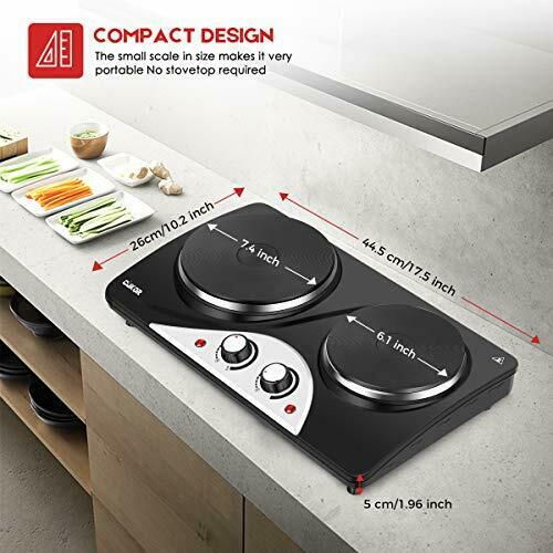 CUKOR Electric Hot Plate , 1800W Countertop Burner, Dual  Assorted Sizes - Fresh Stock Dated February 2026