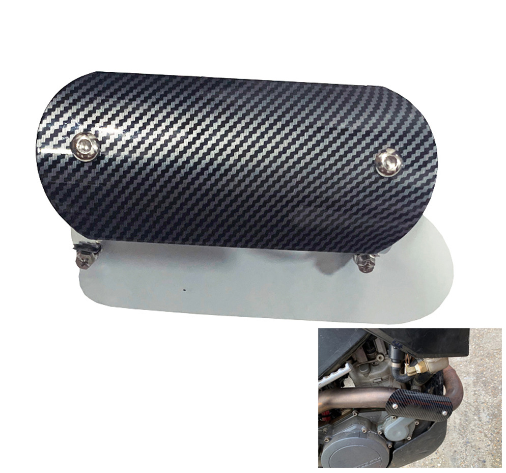 Carbon Fiber Look Motorcycle Exhaust Muffler Middle Pipe Heat Shield Cover Guard - Fresh Stock Dated February 2026